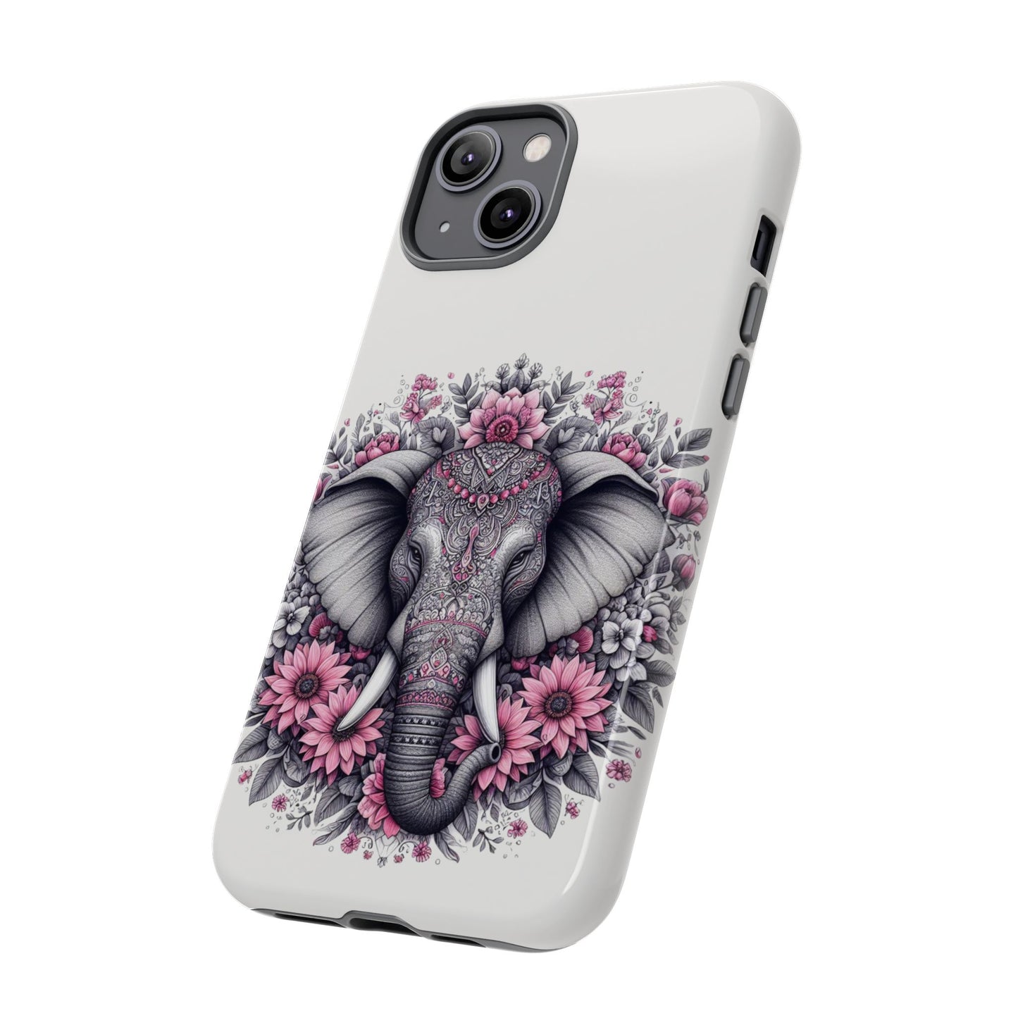 Intricate Floral Elephant Mobile Cover – Mandala-Inspired Boho Art