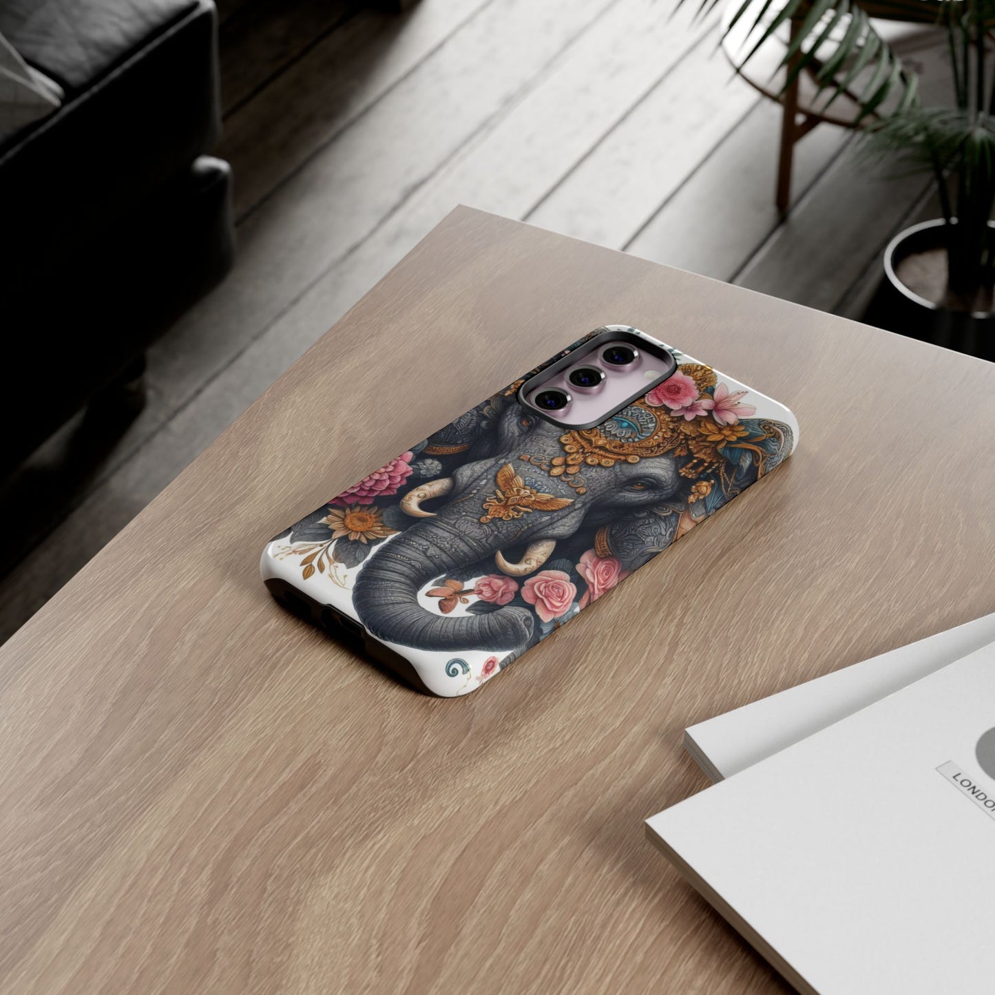 Golden Royal Elephant Mobile Cover – Luxurious Ornate Art