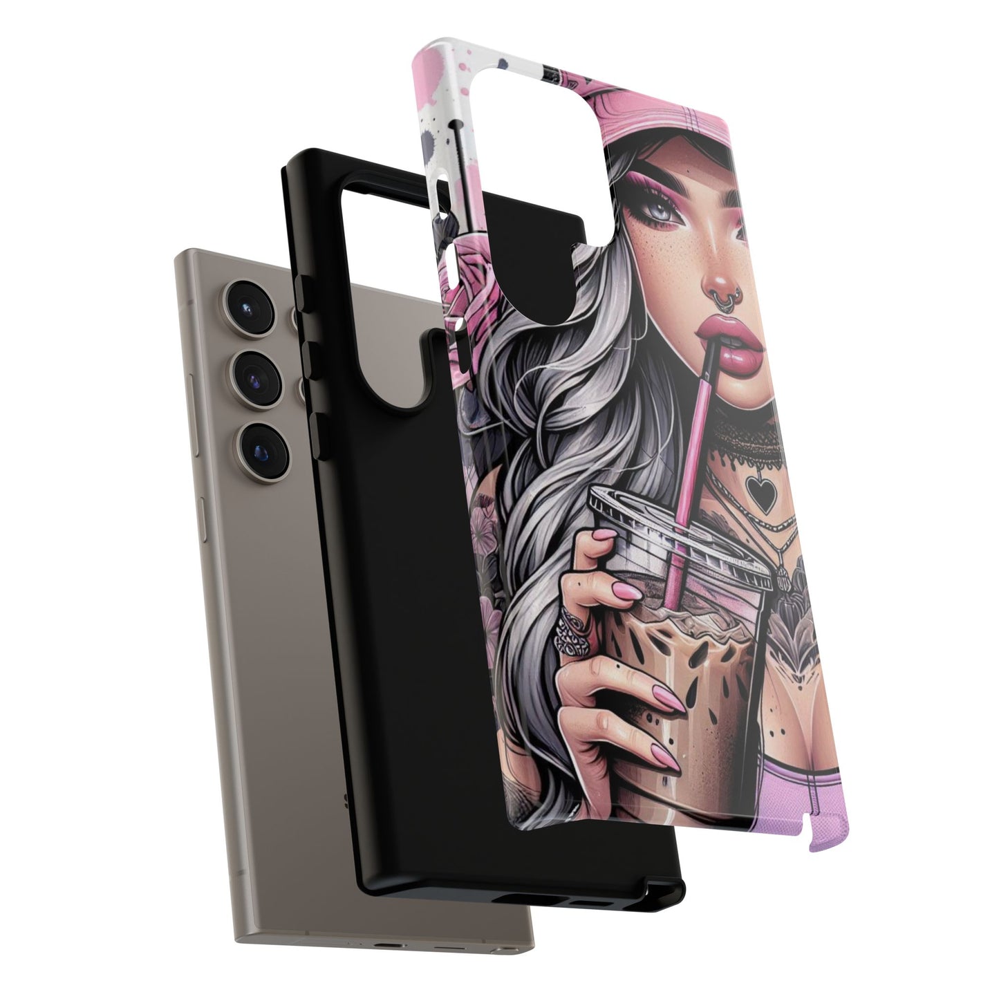 Pink Aesthetic Rebel – Iced Coffee & Inked Beauty Mobile Cover