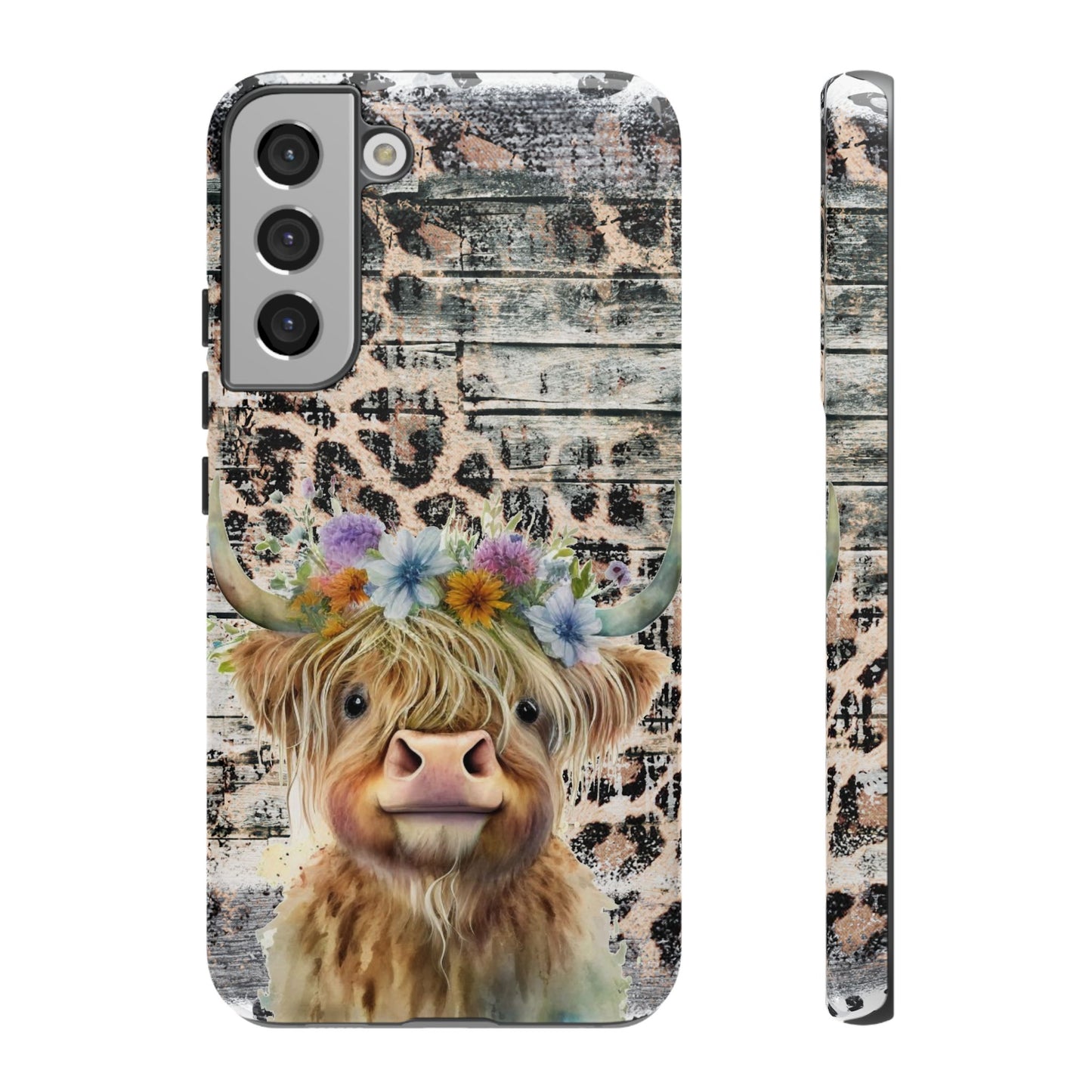 Leopard Print Heifer Phone Case - iPhone, Samsung & Google Pixel Cover - Artistic Cow Phone Case, Animal Lover Gift