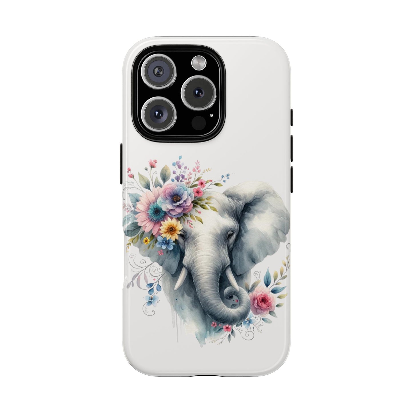 Floral Elephant Mobile Cover – Elegant Watercolor Art