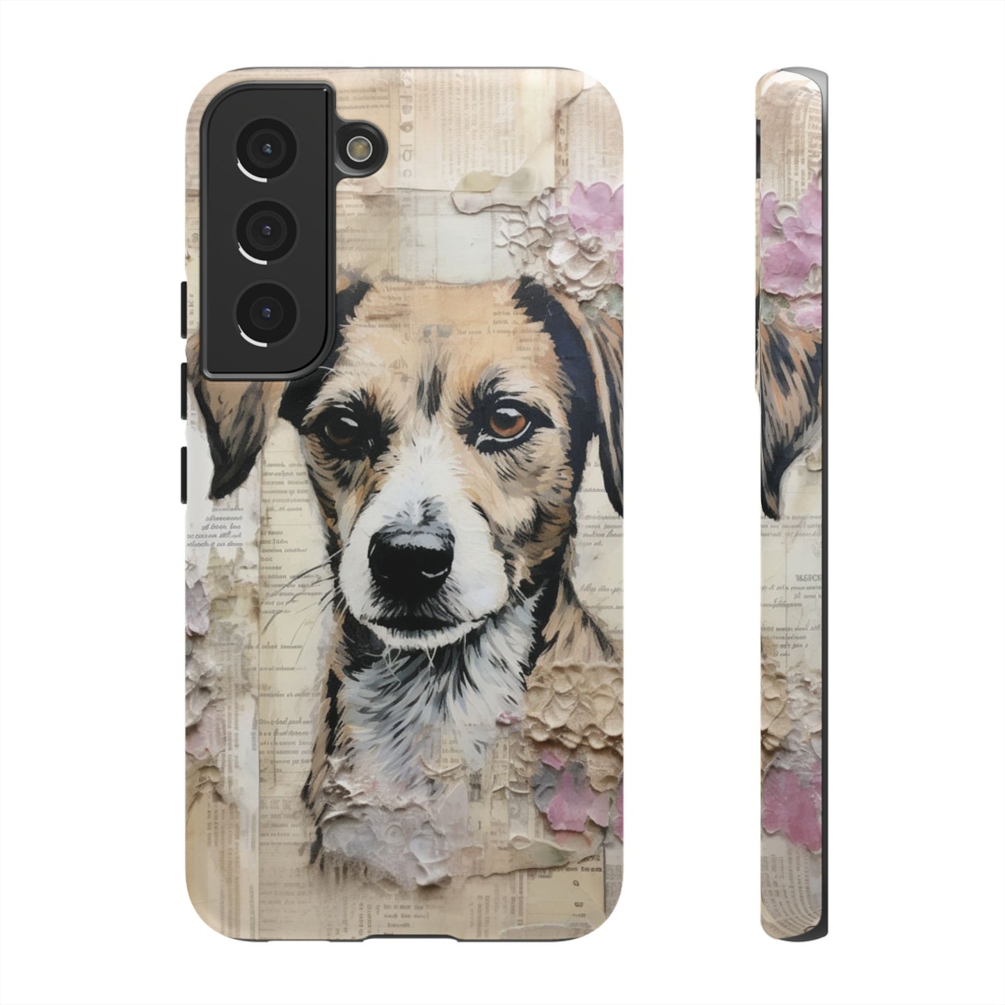 Vintage Collage Dog Portrait Mobile Cover – Artistic Mixed Media Design