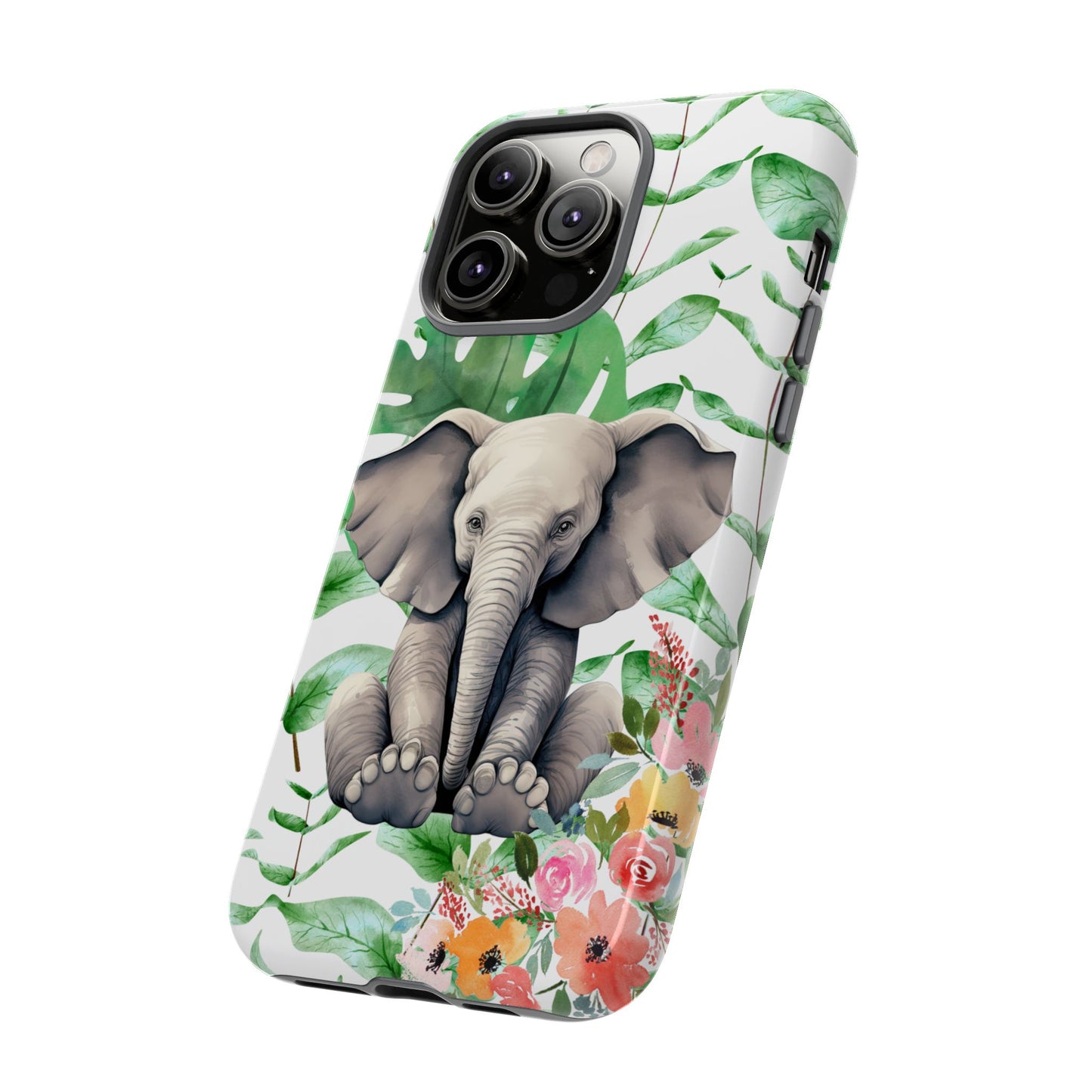 Cute Baby Elephant Mobile Cover – Floral & Tropical Aesthetic