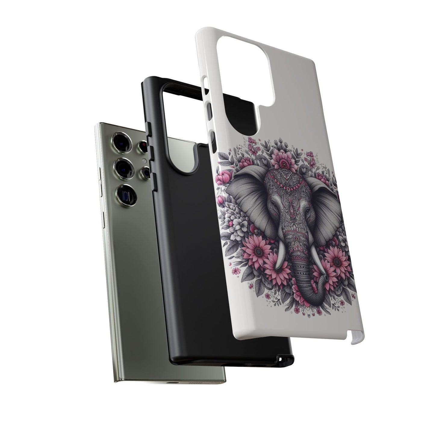 Intricate Floral Elephant Mobile Cover – Mandala-Inspired Boho Art