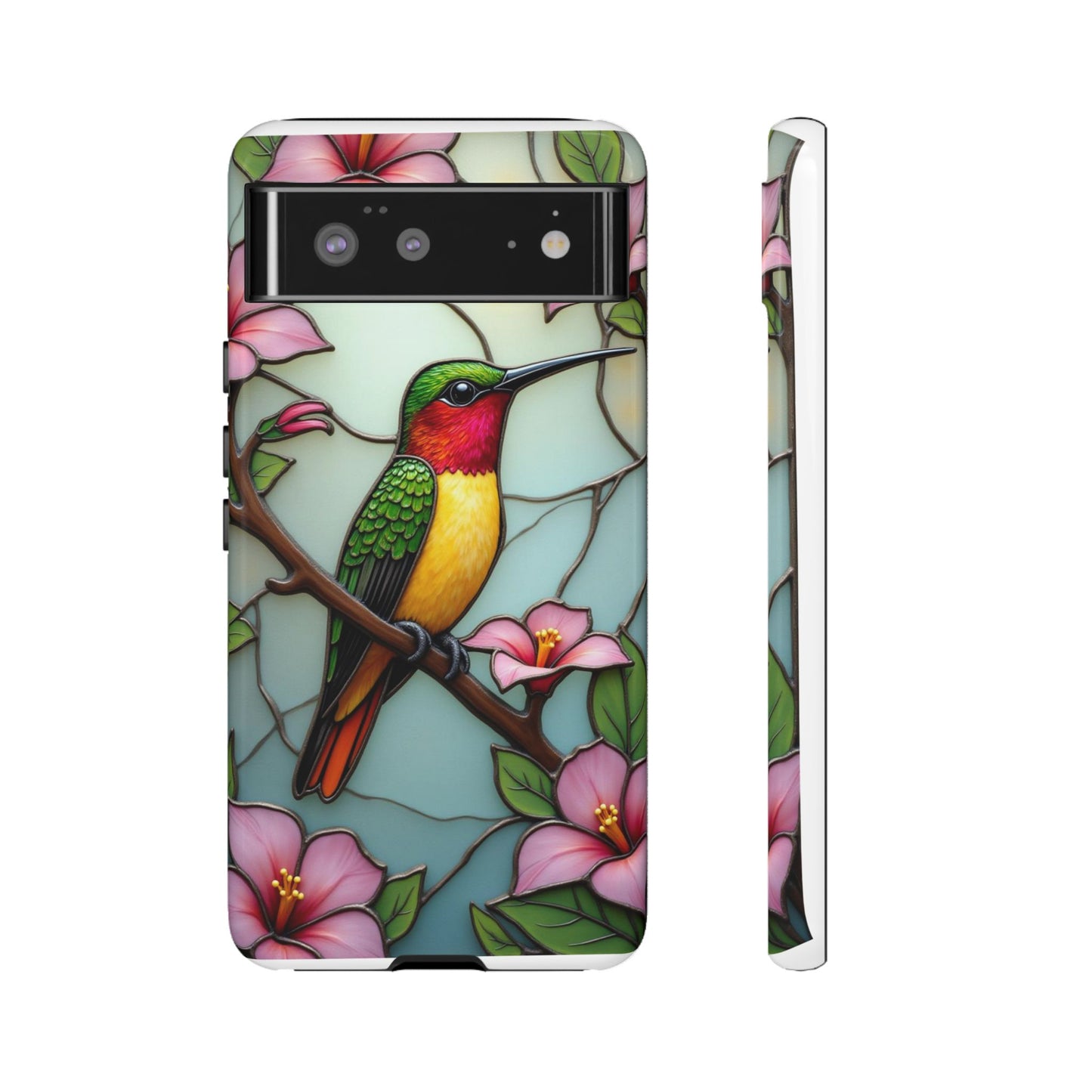 Elegant Hummingbird with Floral Mosaic | Artistic Nature Design