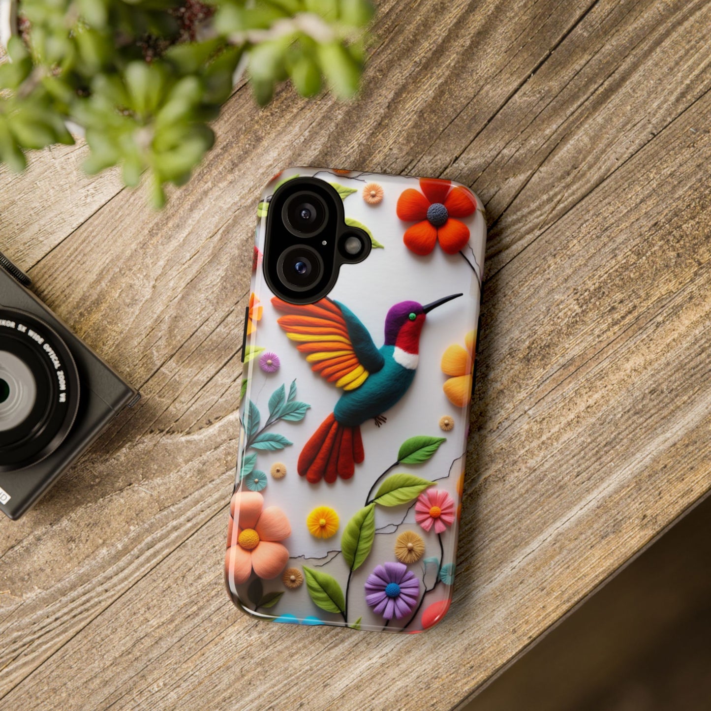 Embroidered Hummingbird with Floral Design | Nature's Elegant Stitch | iPhone 16 Pro