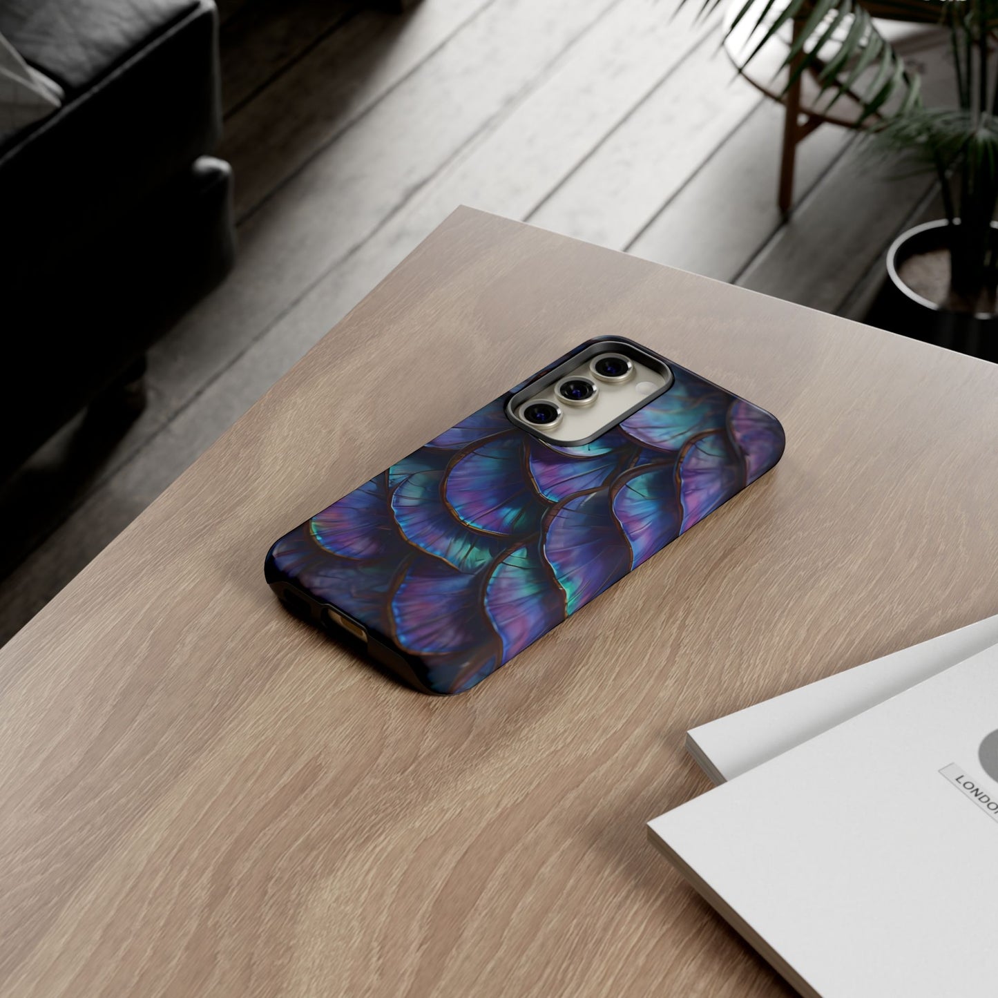 Abstract Macro Shot of Iridescent Butterfly Fish Scales Phone Case Design
