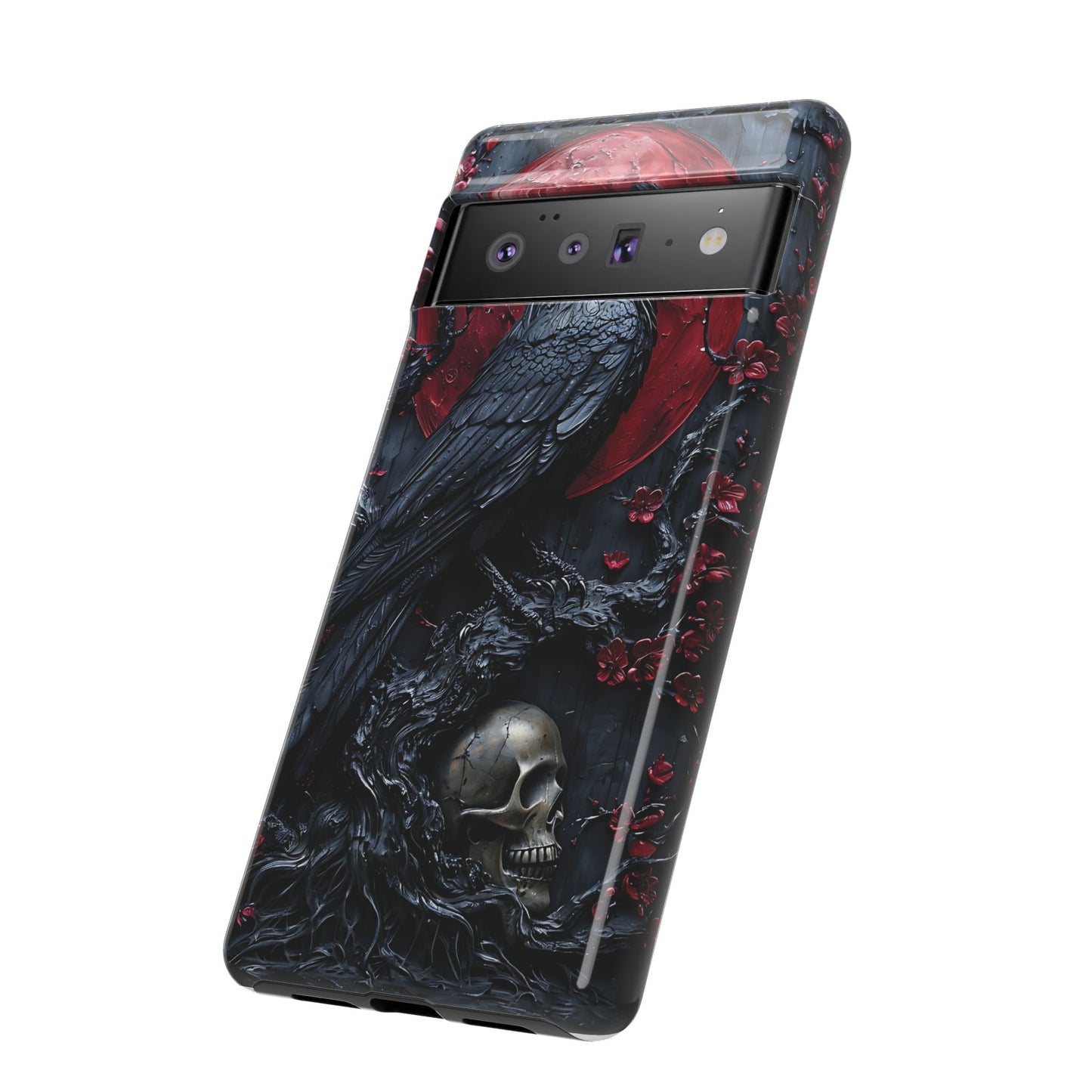 Gothic Sculpture Of Raven On Charcoal Tree Branch phone case design