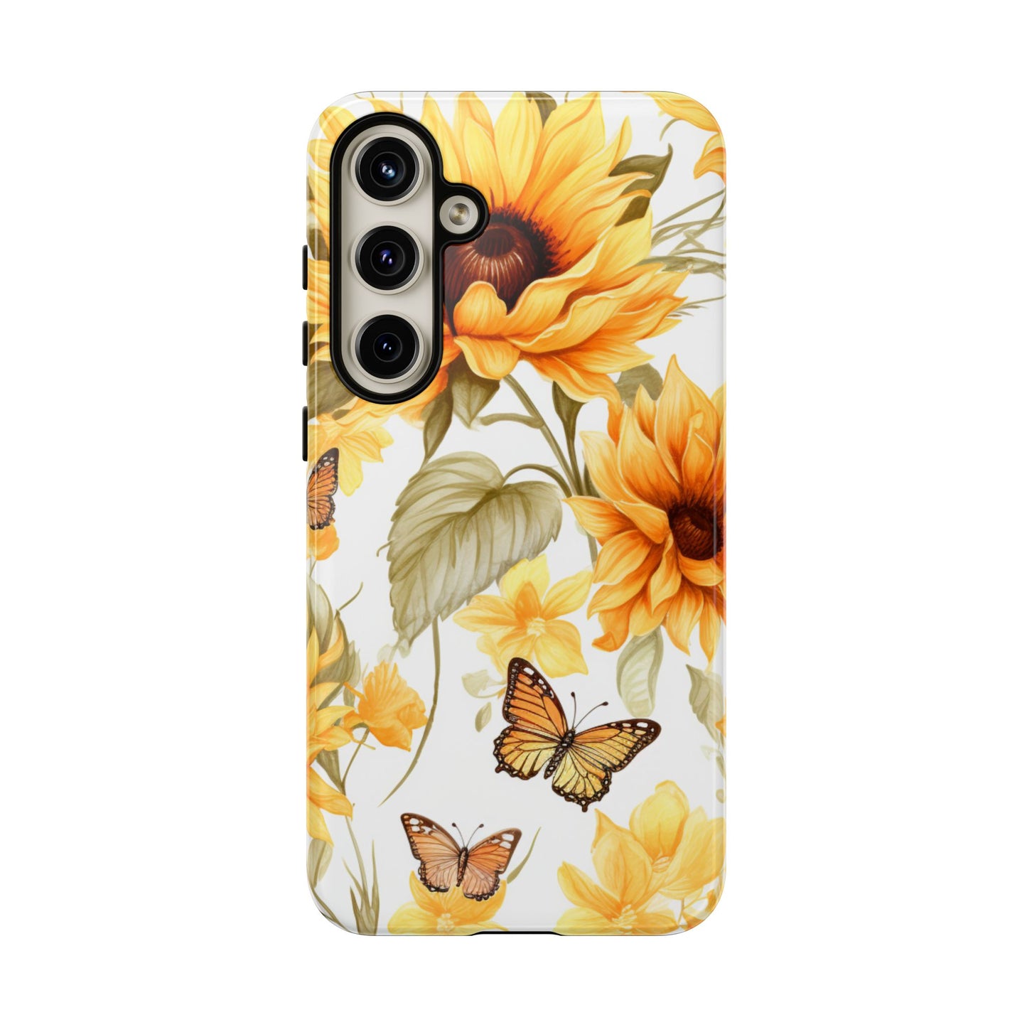 Golden Sunflower & Butterfly Phone Case – Warm & Elegant