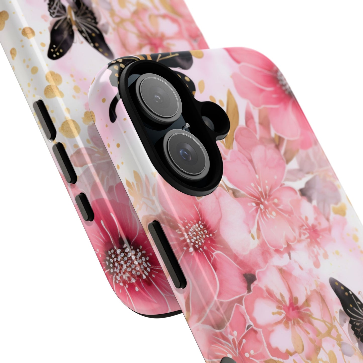 Pink Blossom & Gold Butterfly Mobile Case