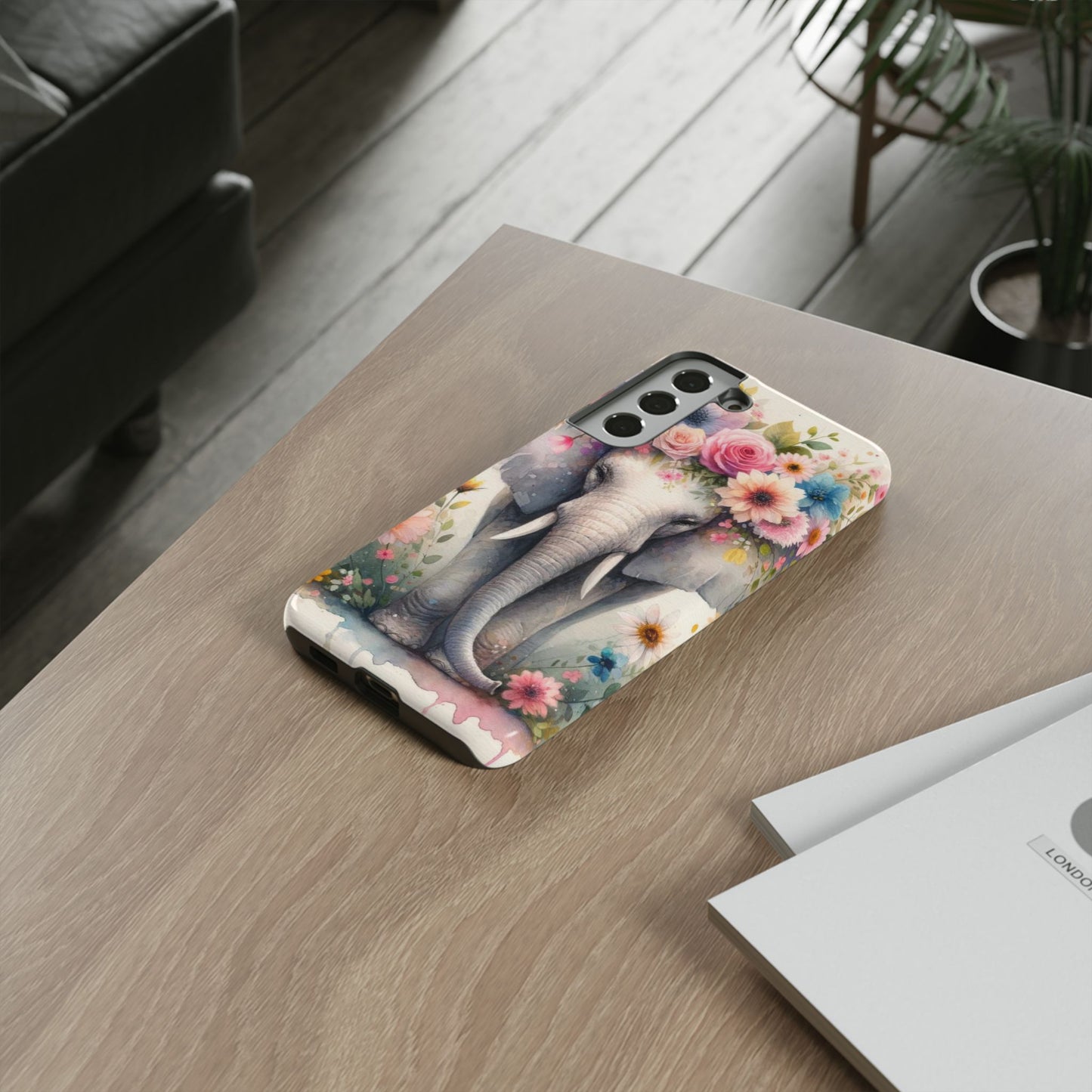 Watercolor Floral Elephant Mobile Cover – Dreamy Artistic Design