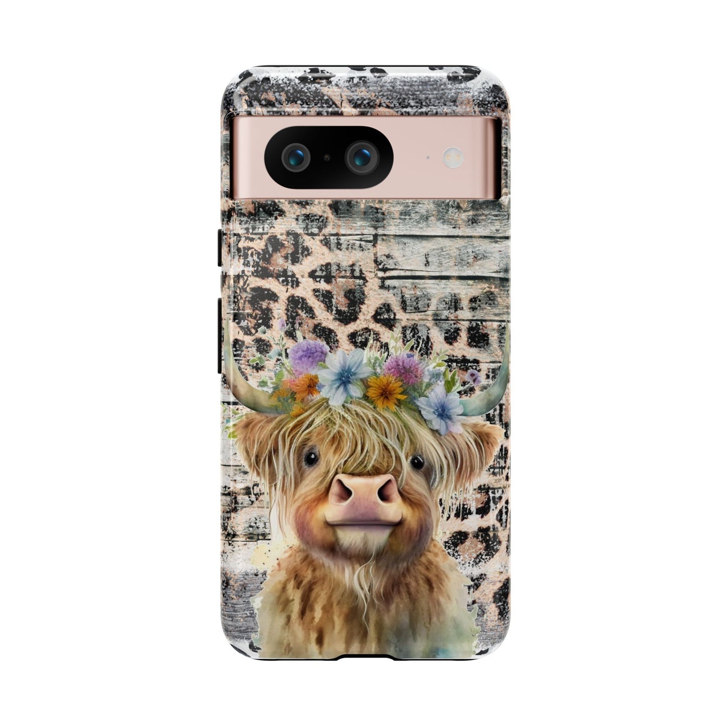 Leopard Print Heifer Phone Case - iPhone, Samsung & Google Pixel Cover - Artistic Cow Phone Case, Animal Lover Gift
