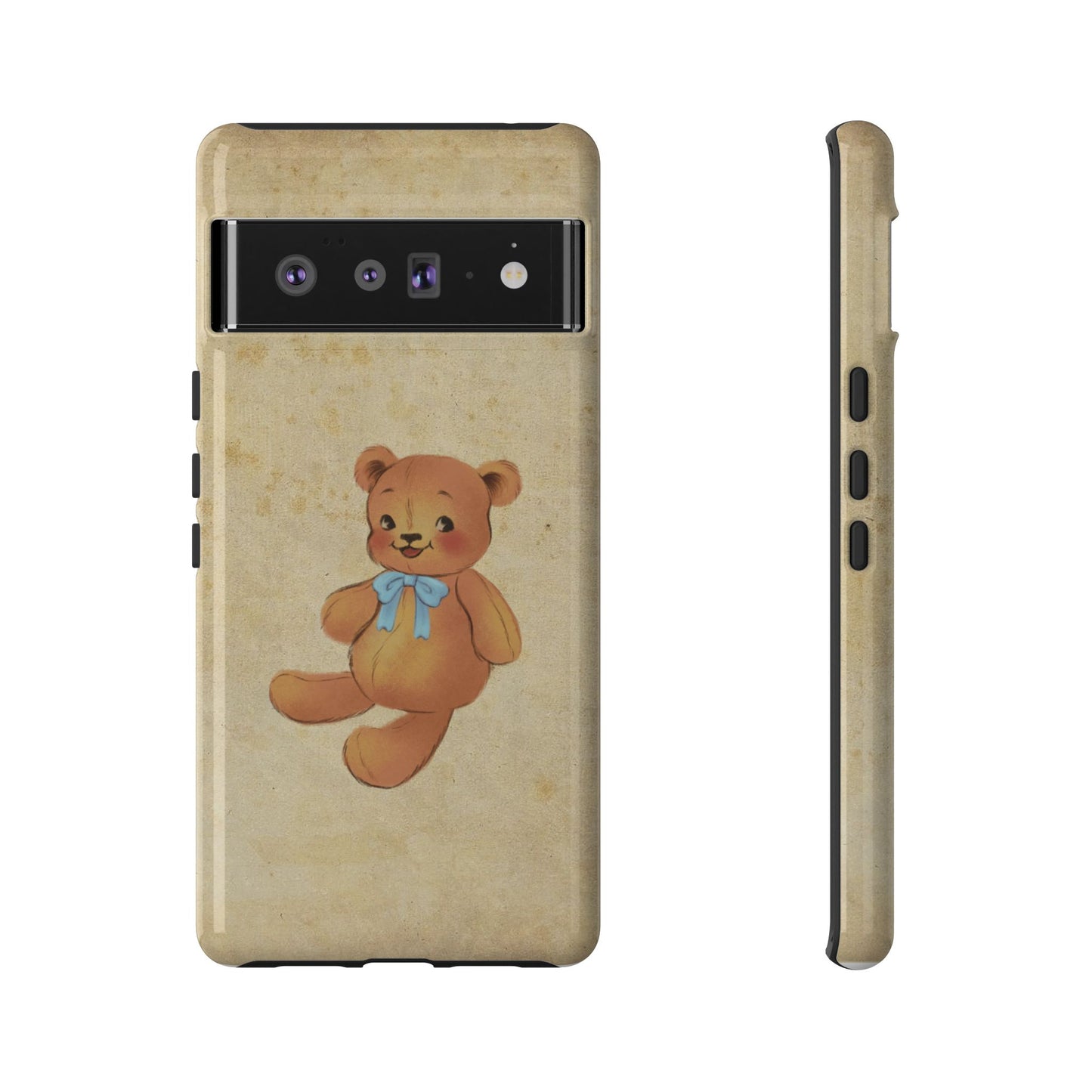 Vintage Teddy Bear Phone Case β Minimal Aesthetic, Soft Beige Retro Cover for iPhone, Samsung & Pixel