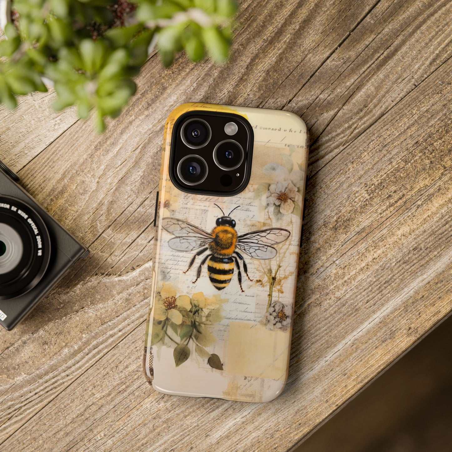 Honey Bee Print Phone Case - iPhone, Samsung & Google Pixel Cover - Artistic Phone Case, Insect Lover Gift