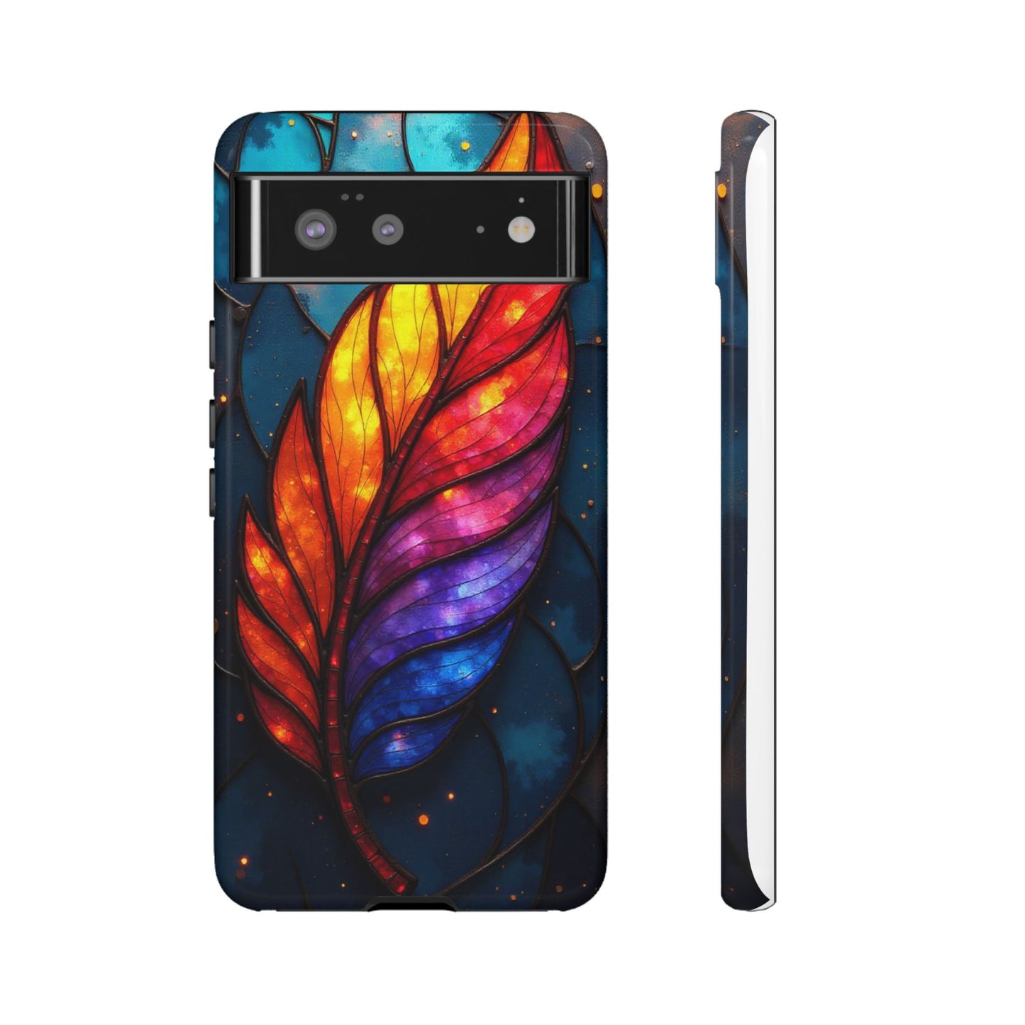 Vivid Feather: Stained Glass Abstract Art
