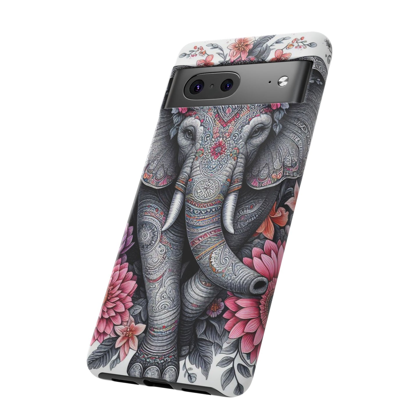 Bohemian Floral Elephant Mobile Cover – Intricate Mandala Art