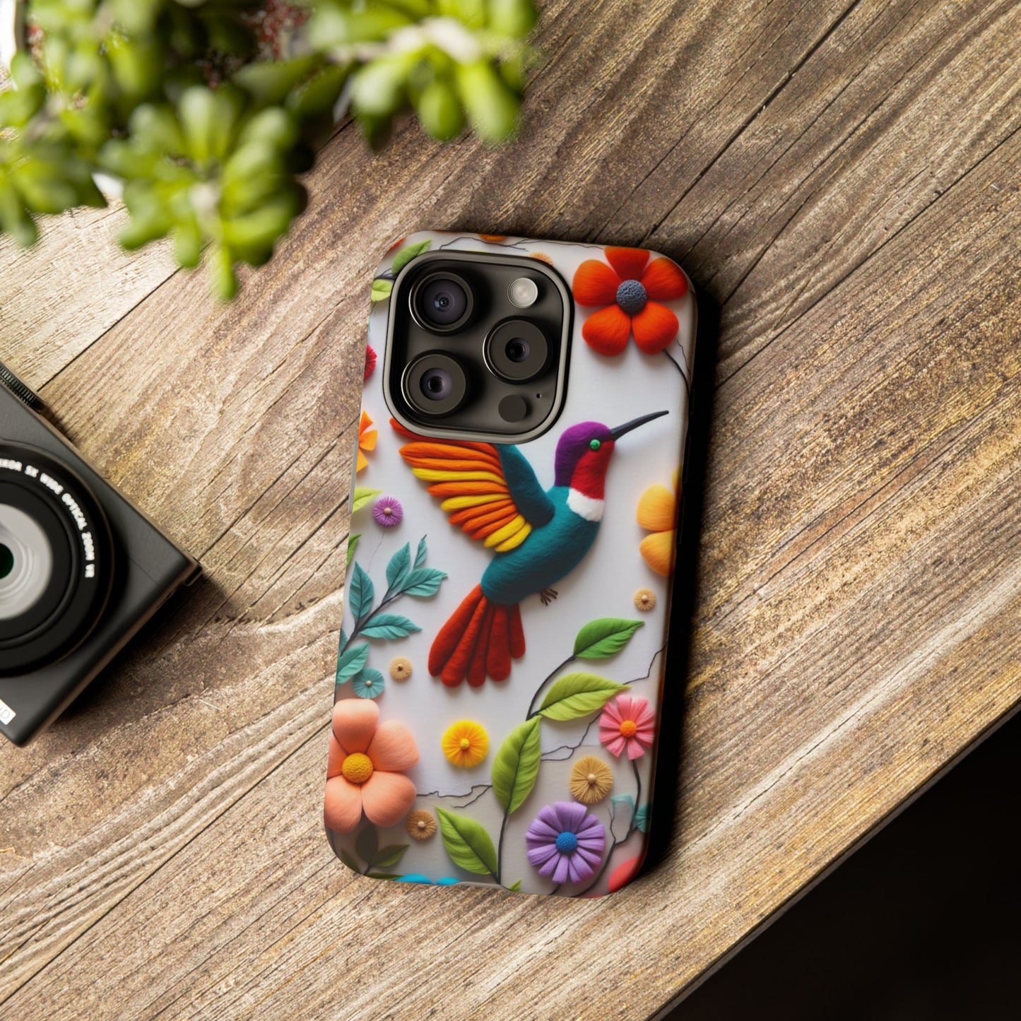 Embroidered Hummingbird with Floral Design | Nature's Elegant Stitch | iPhone 16 Pro