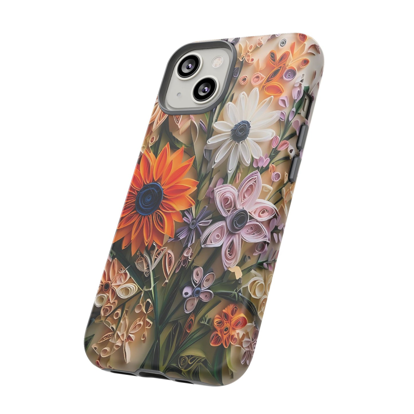 Intricate Quilled Floral Artwork In Vibrant Colors phone case design.