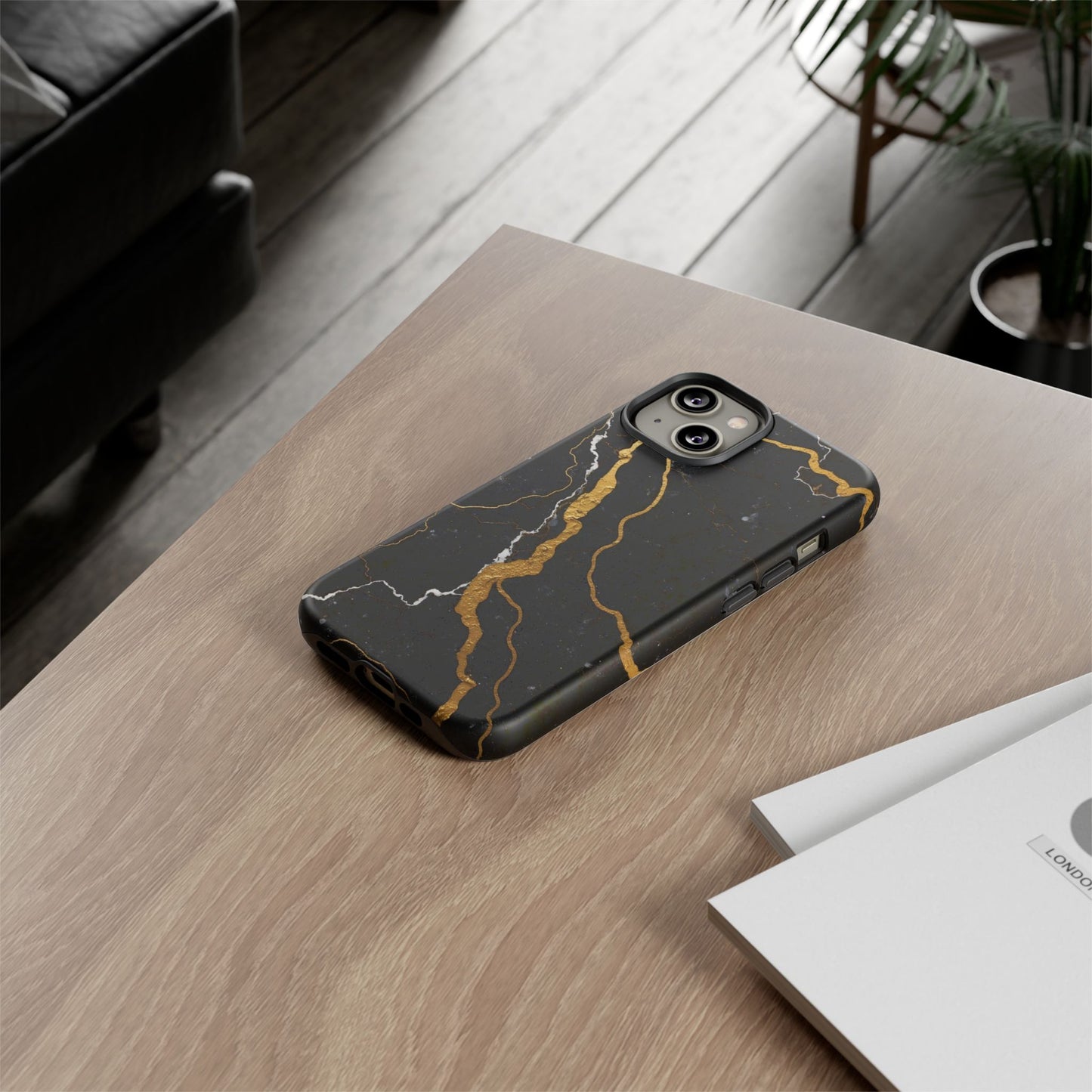 Black & Gold Marble Design Illustration Design Phone Case
