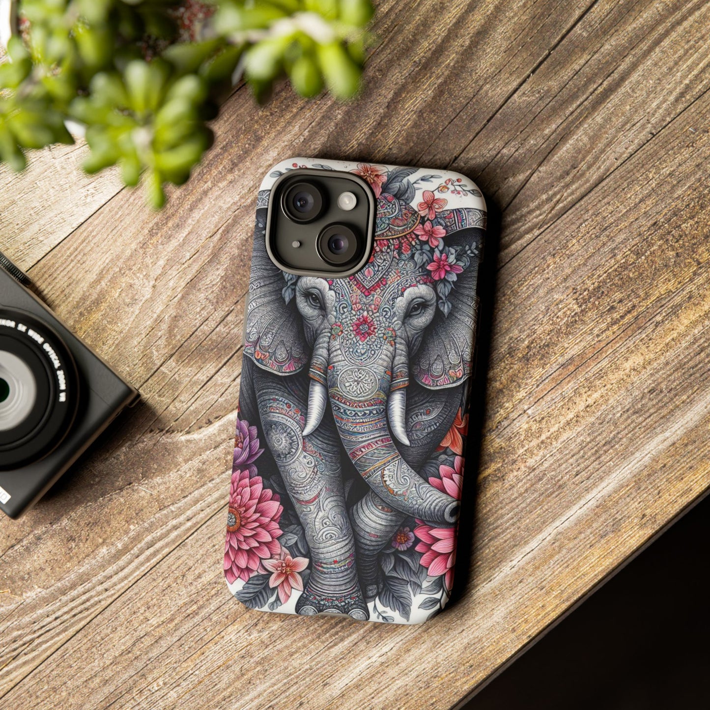 Bohemian Floral Elephant Mobile Cover – Intricate Mandala Art