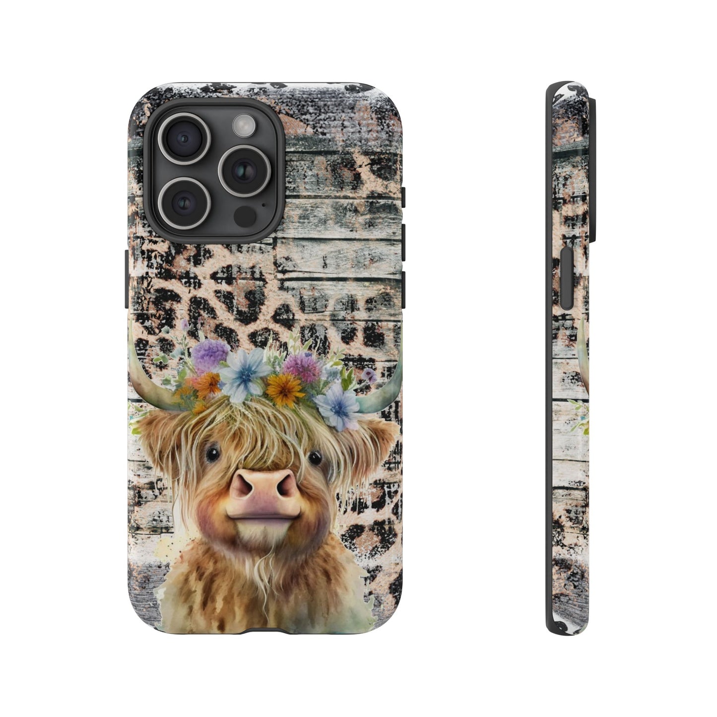 Leopard Print Heifer Phone Case - iPhone, Samsung & Google Pixel Cover - Artistic Cow Phone Case, Animal Lover Gift