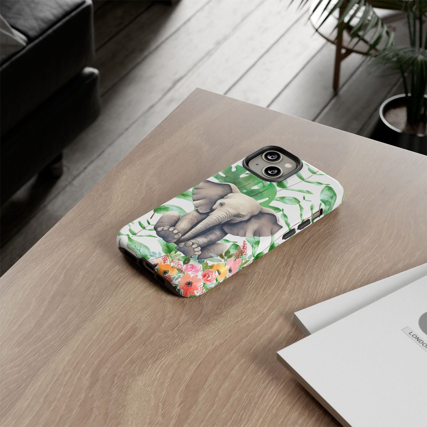 Cute Baby Elephant Mobile Cover – Floral & Tropical Aesthetic