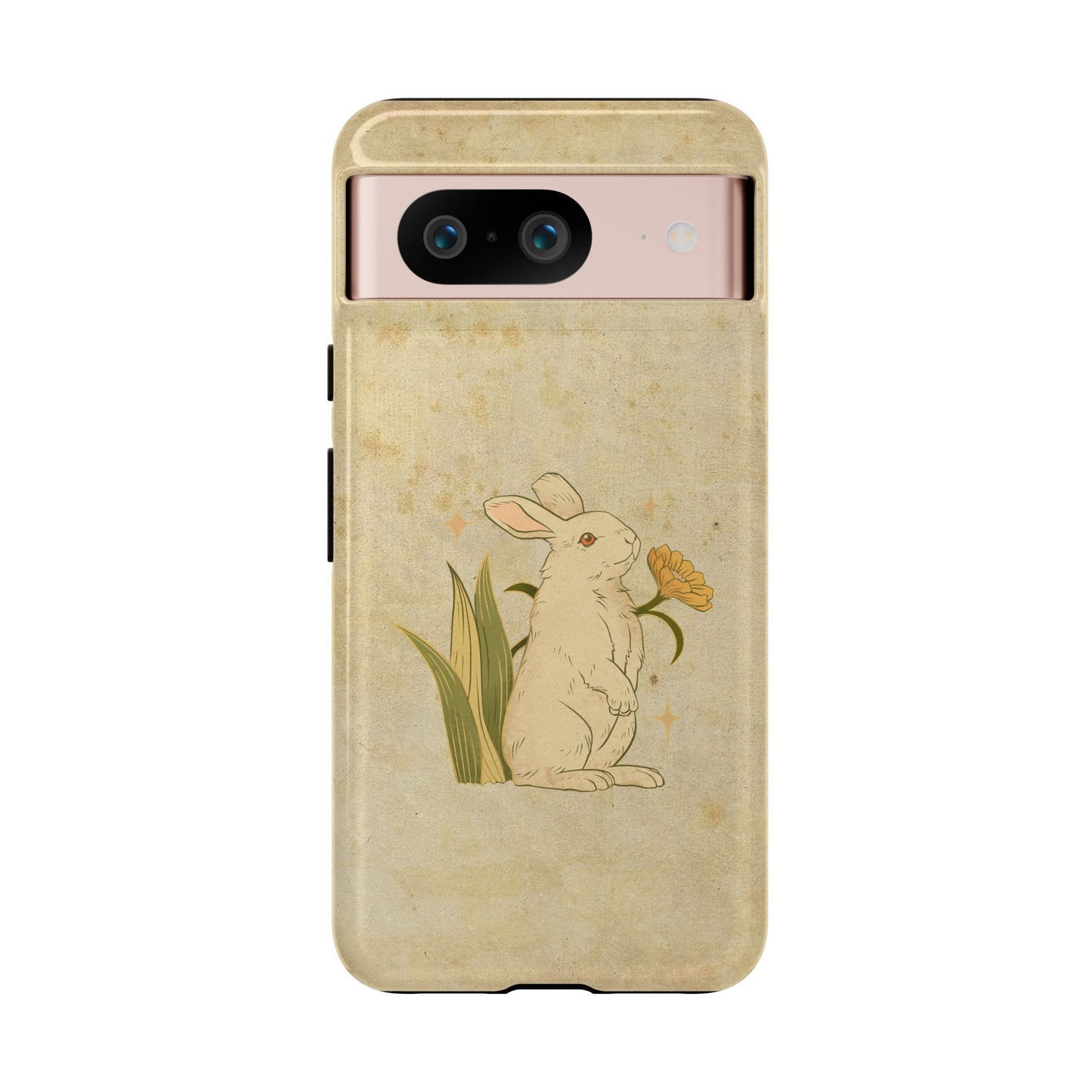 Minimal Vintage Rabbit Phone Case β Aesthetic Beige Bunny Cover for iPhone, Samsung & Pixel