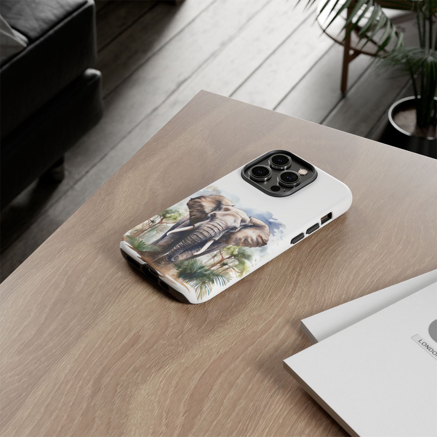 Majestic Watercolor Elephant Mobile Cover – Artistic Wildlife Design