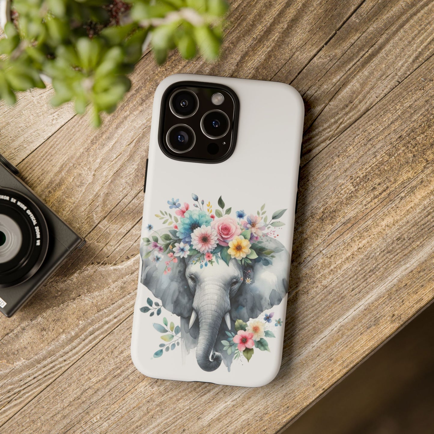 Floral Crown Elephant Mobile Cover – Elegant Watercolor Art