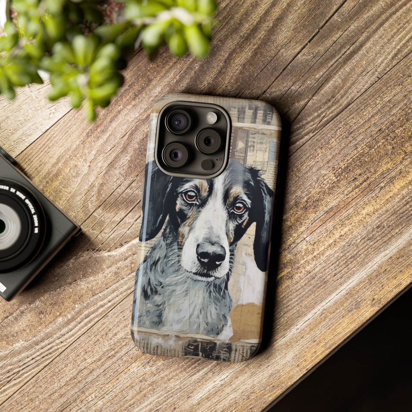Personalized Rustic Dog Portrait – Vintage Collage Art Style