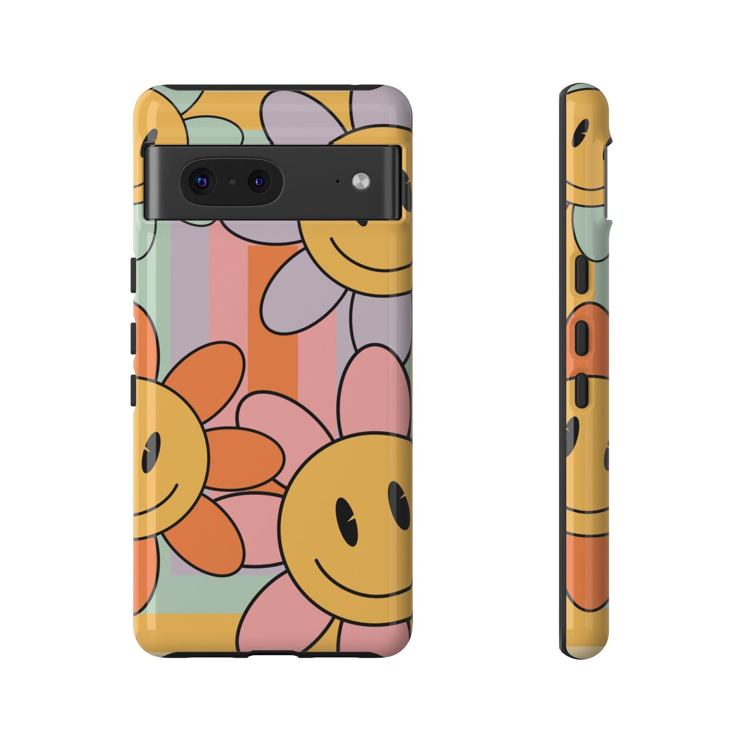 Retro Smiley Face Flower Phone Case β Cute 70s Aesthetic for iPhone, Samsung & Google Pixel