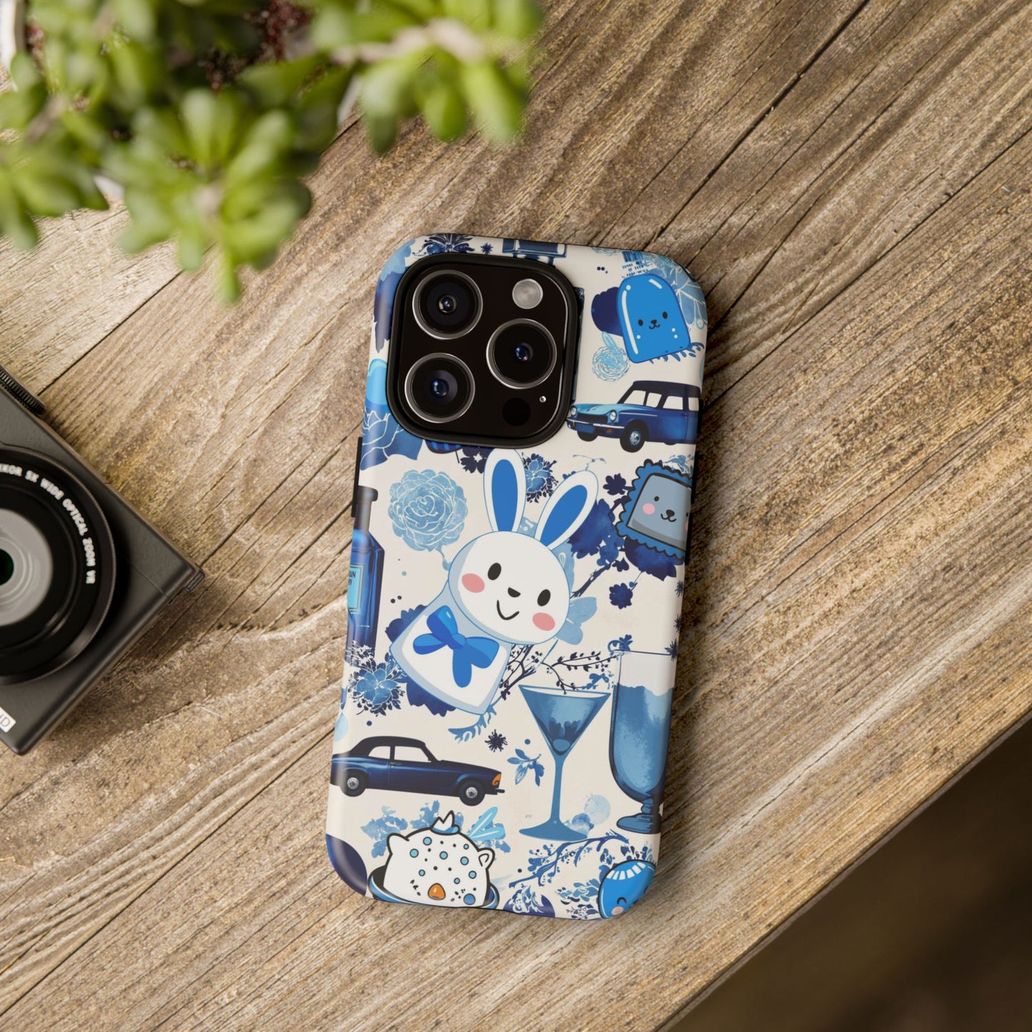 Blue Bunny & Car Themed Phone Case