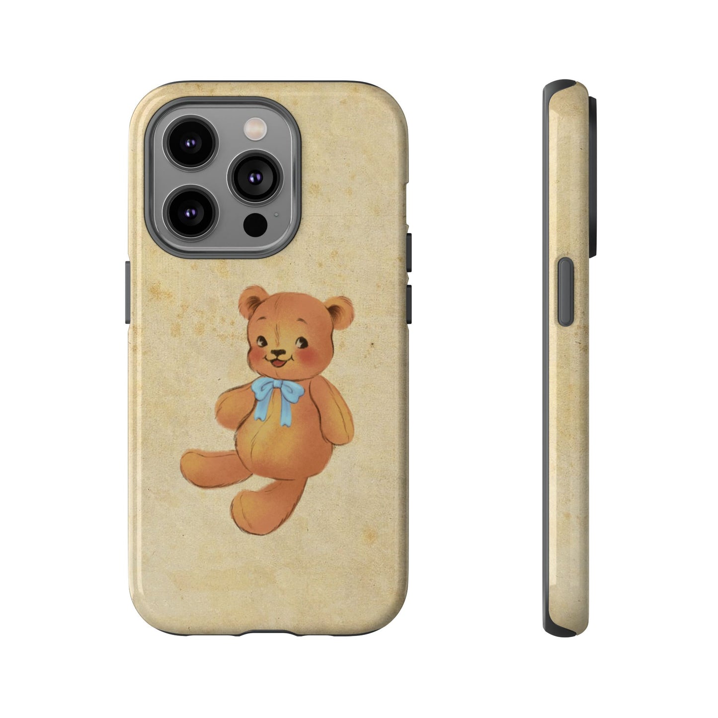 Vintage Teddy Bear Phone Case β Minimal Aesthetic, Soft Beige Retro Cover for iPhone, Samsung & Pixel
