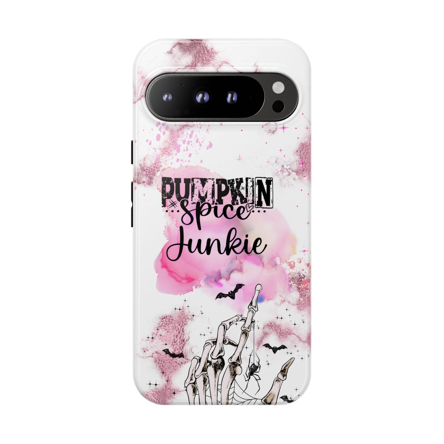 Pumpkin Spice Junkie Phone Case - Fall Aesthetic Cover for iPhone, Samsung & Google Pixel, Skeleton Hand Phone Case, Watercolor Phone Cover, Girly Phone Case