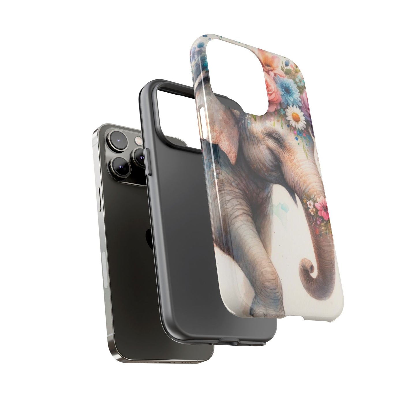 Joyful Floral Elephant Mobile Cover – Whimsical Watercolor Art