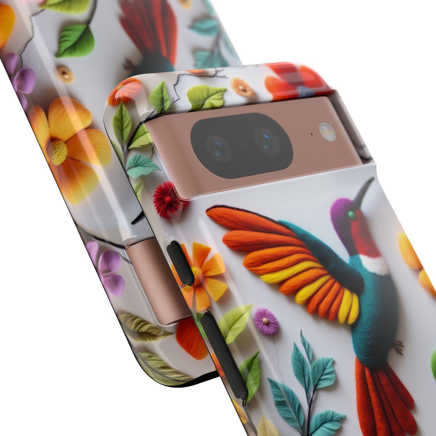 Embroidered Hummingbird with Floral Design | Nature's Elegant Stitch | iPhone 16 Pro