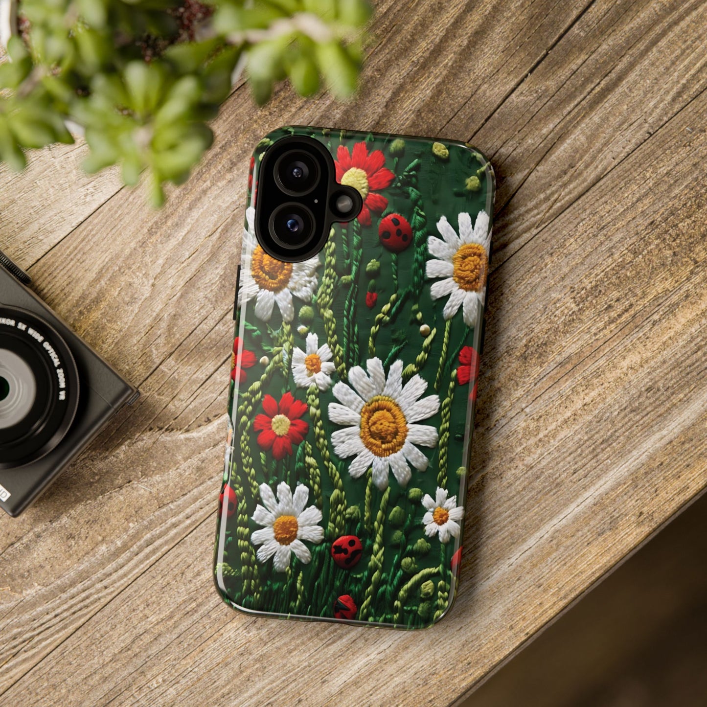 Knitted Pattern With Diamonds And Festive Motifs On Navy phone case design.