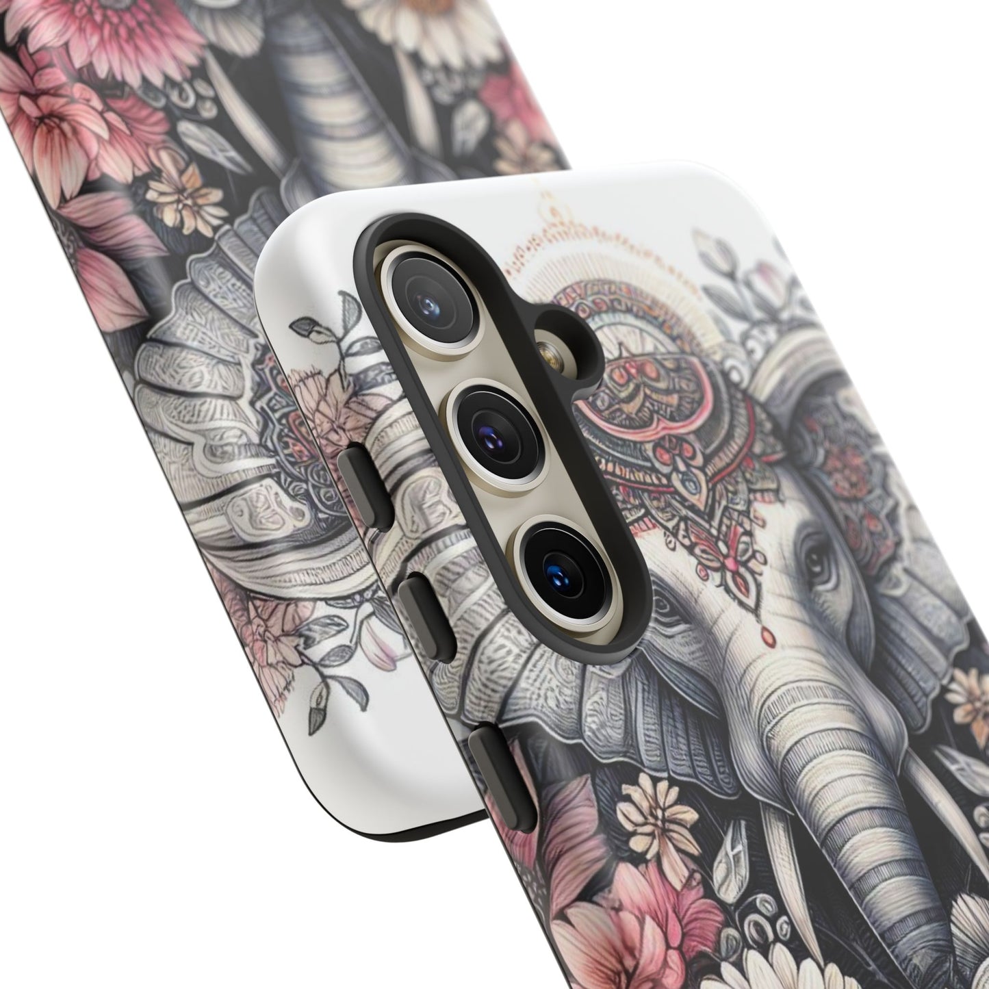 Royal Elephant Mandala Phone Case – Intricate Bohemian Floral Design