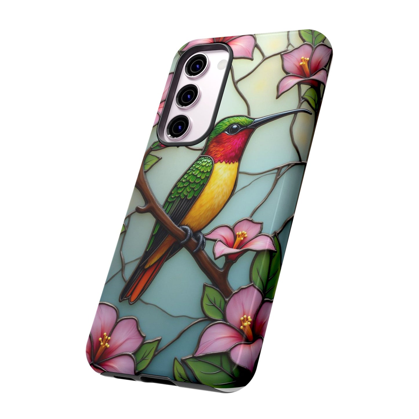 Elegant Hummingbird with Floral Mosaic | Artistic Nature Design