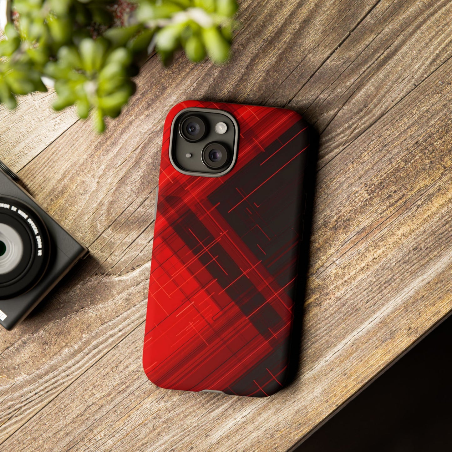 Abstract Red and Black Geometric Pattern