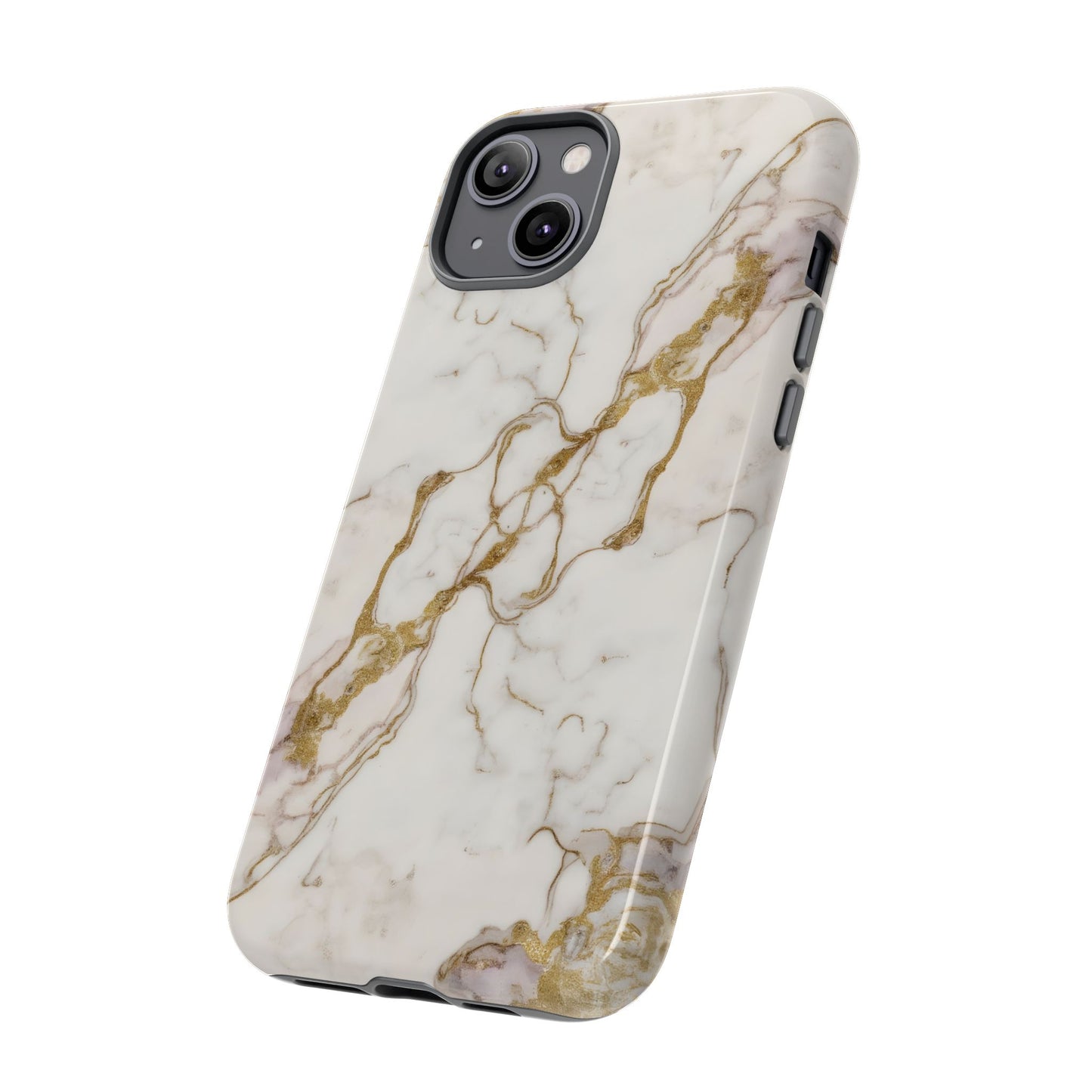 Elegant White and Gold Marble Case Design
