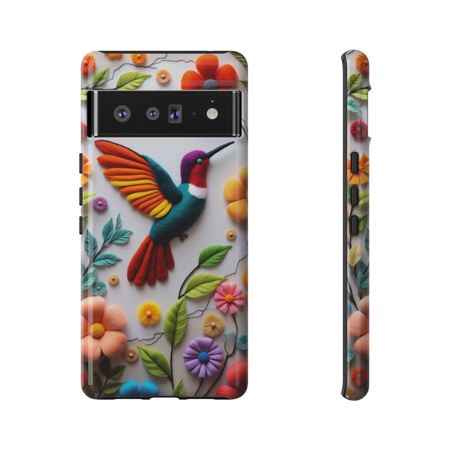 Embroidered Hummingbird with Floral Design | Nature's Elegant Stitch | iPhone 16 Pro