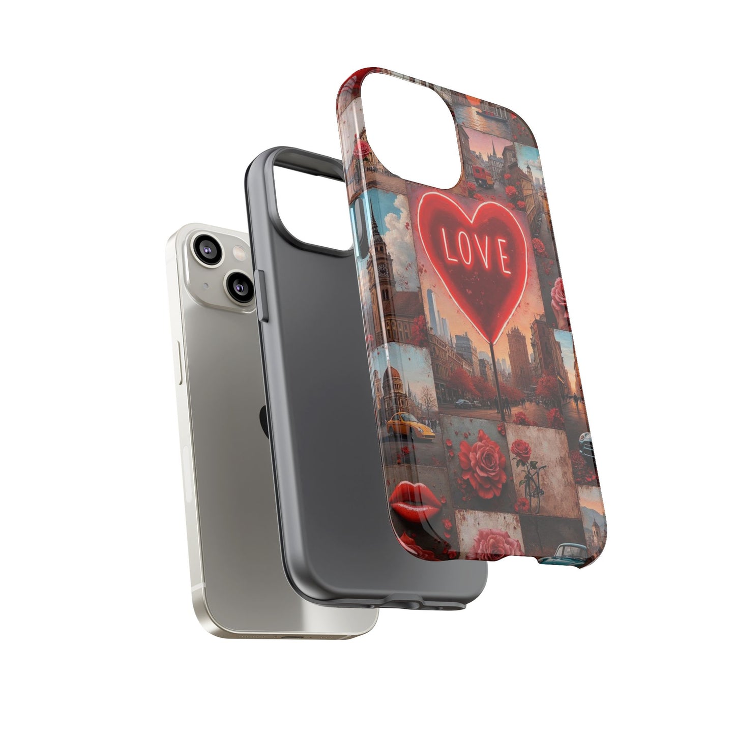Neon Love Heart & Rose Phone Case