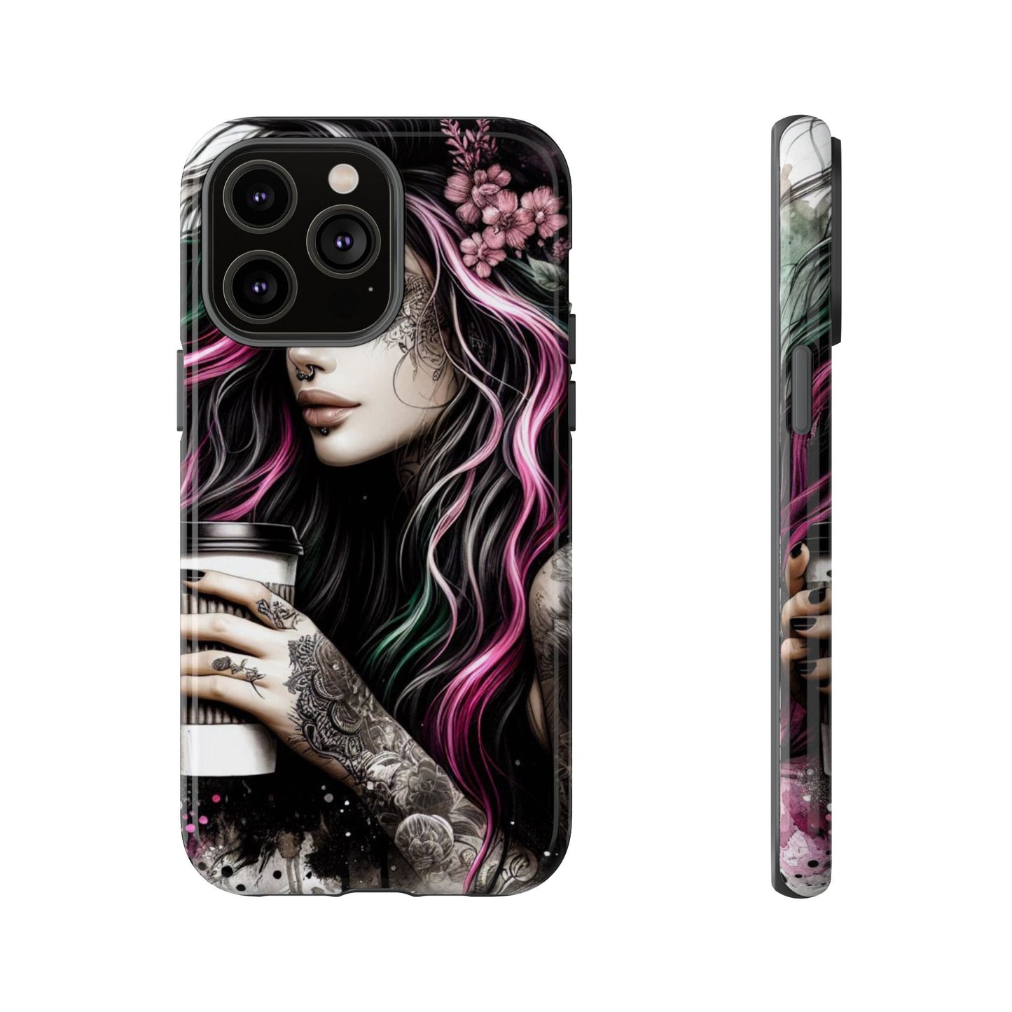 Tattooed Serenity – Gothic Coffee Lover Mobile Cover