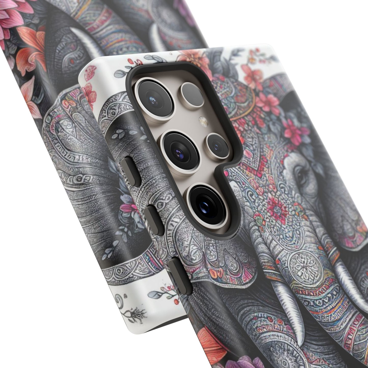 Bohemian Floral Elephant Mobile Cover – Intricate Mandala Art