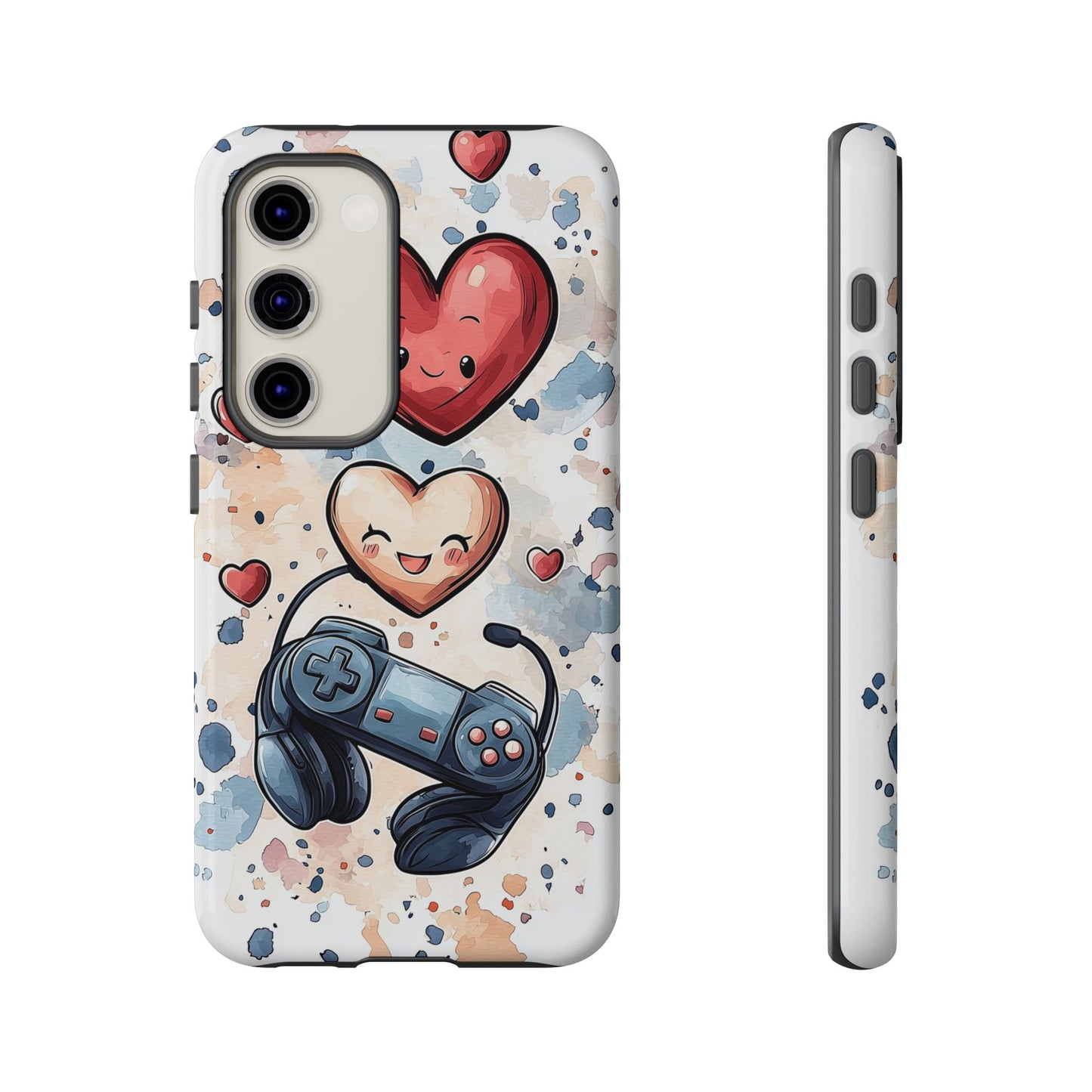 Gaming Love: Kawaii Hearts Anime Phone Case for iPhone, Samsung, Google Pixel