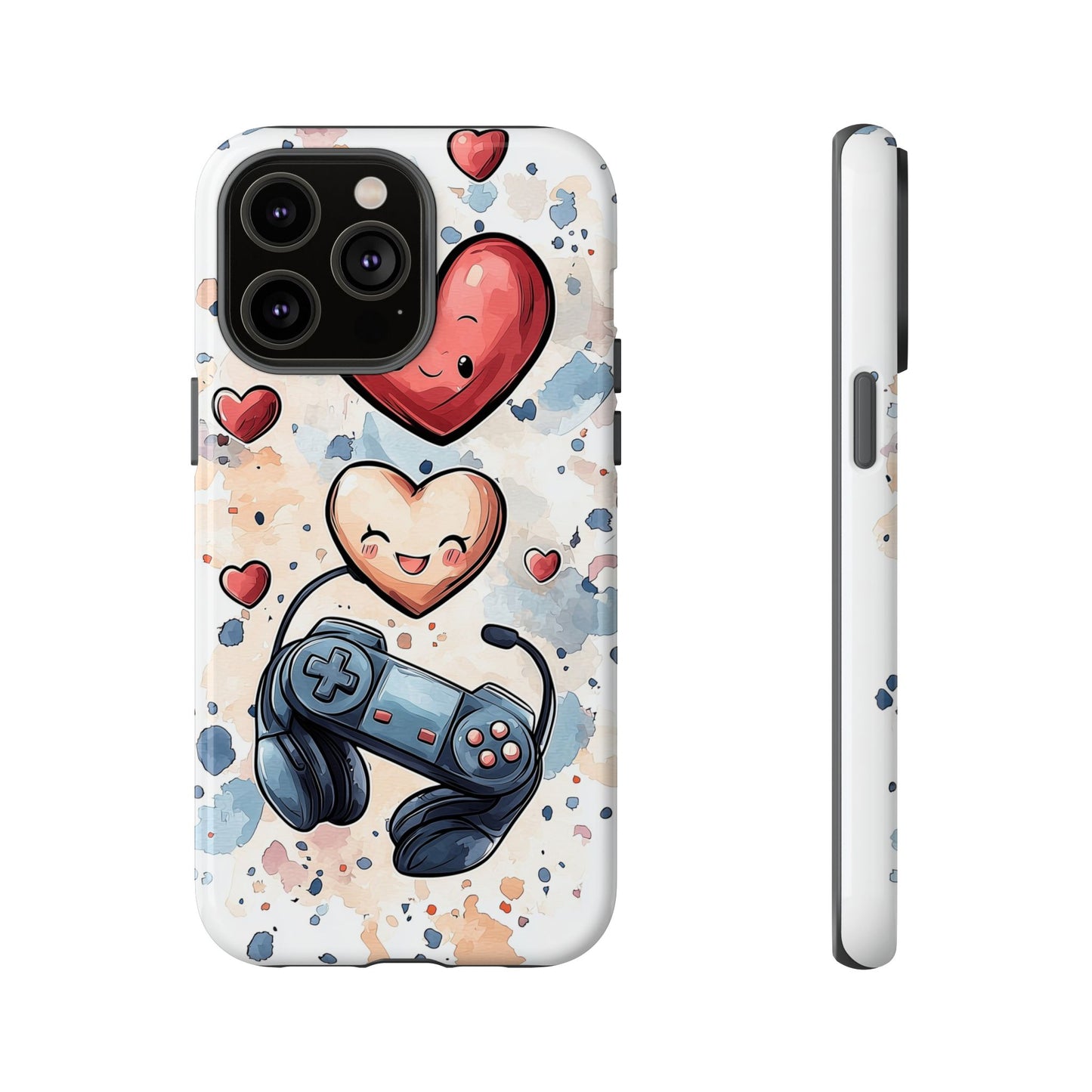 Gaming Love: Kawaii Hearts Anime Phone Case for iPhone, Samsung, Google Pixel