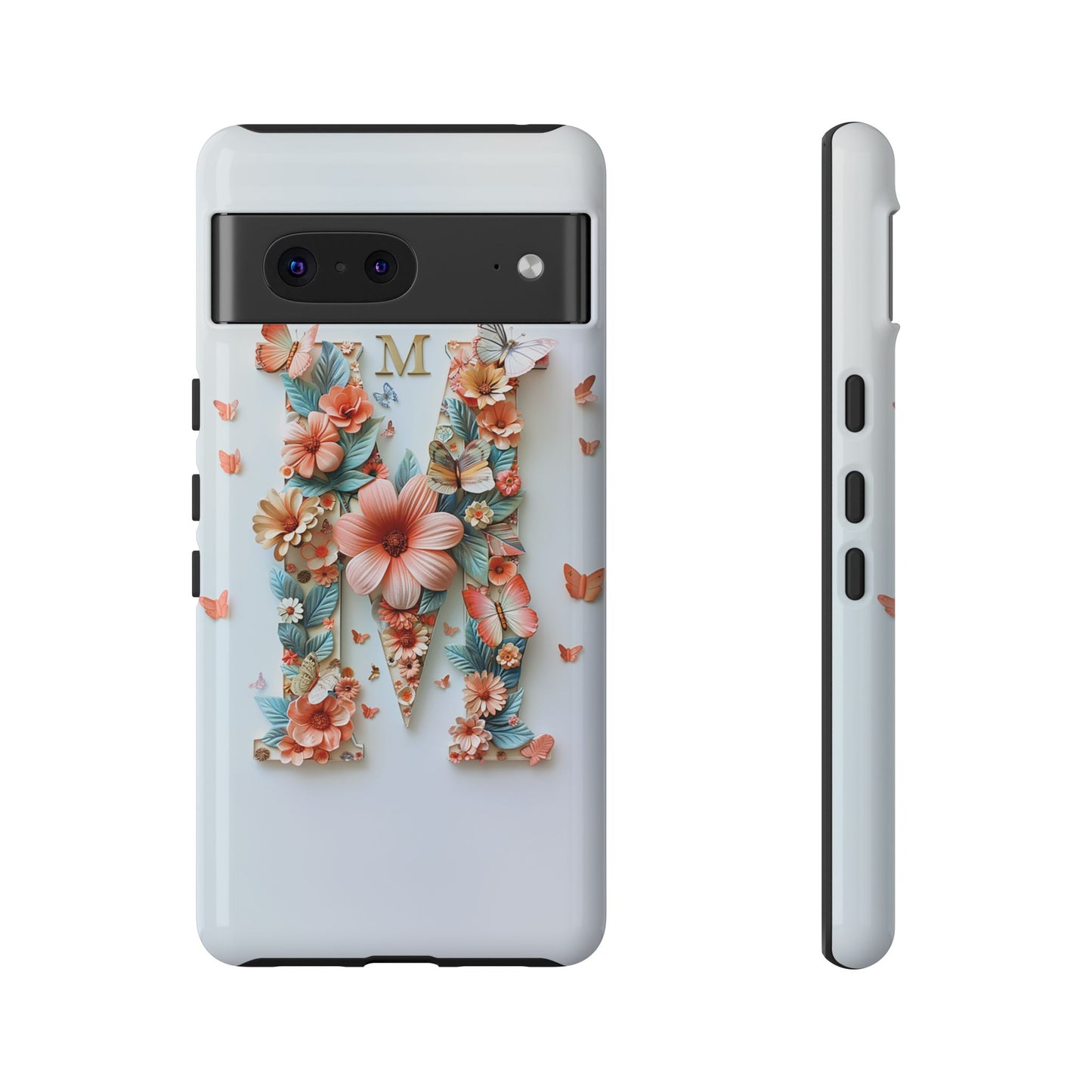 Floral Letter M Phone Case β Personalized Aesthetic Cover for iPhone, Samsung & Google Pixel