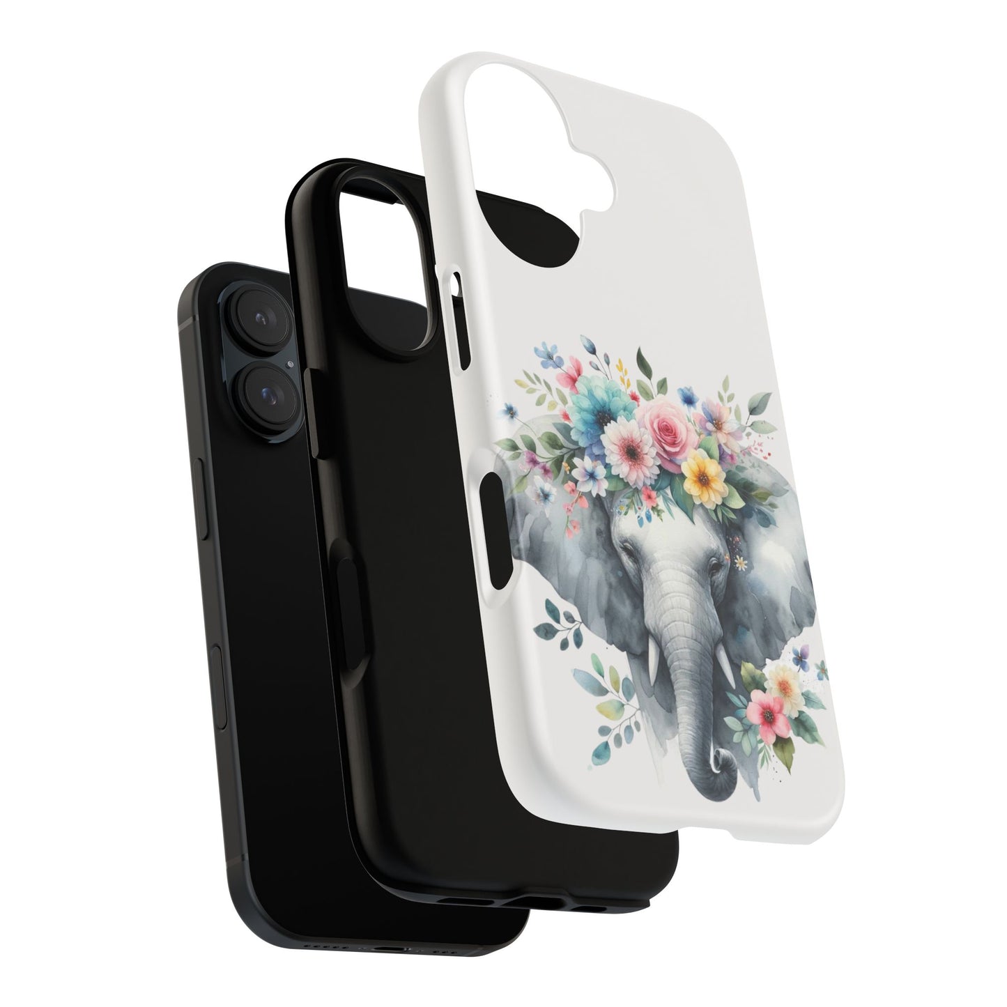 Floral Crown Elephant Mobile Cover – Elegant Watercolor Art