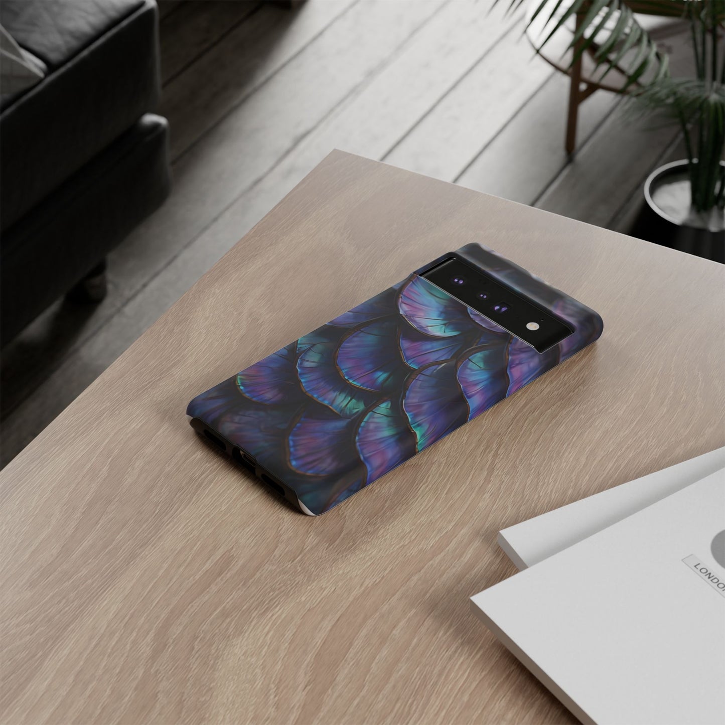 Abstract Macro Shot of Iridescent Butterfly Fish Scales Phone Case Design
